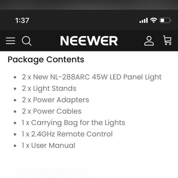 NEEWER 2 Pack NL-288ARC Bi-Color
LED Panel Light Stand Kit - Picture 2 of 3